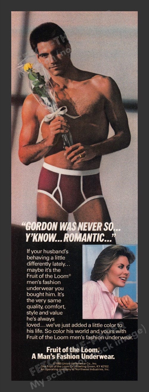 1984 Fruit of the Loom "Gordon was never romantic" Print Advertisement Ad