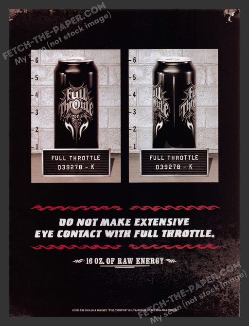 2005 Print Advertisement Full Throttle Energy Drink Booking Photos Alcohol Ad.