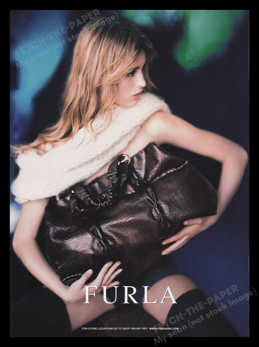 Furla Handbags 2000s Print Advertisement Ad 2007 Thigh Highs Legs Model Fetch the Paper!