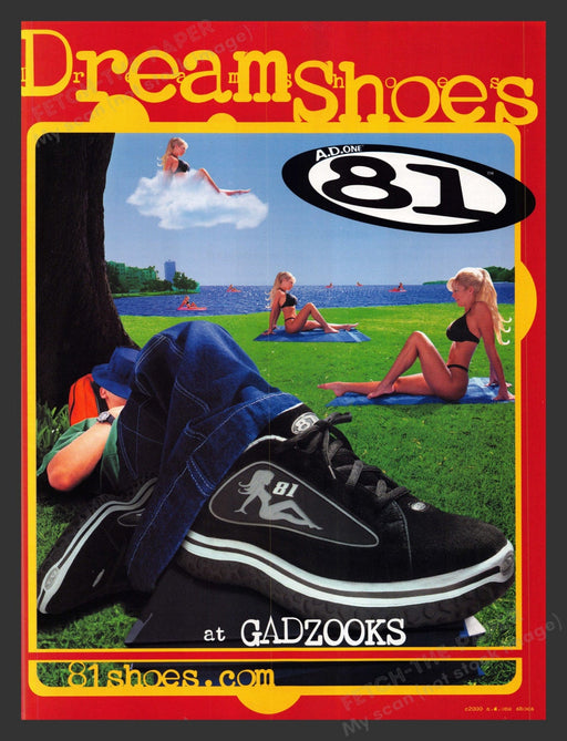 2000 Gadzooks Dream Shoes 81 A.D. One Sexy Girl in Bikini Print Advertisement Ad.