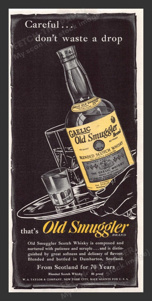 1948 Gaelic Old Smuggler Blended Scotch Whisky Print Advertisement Ad