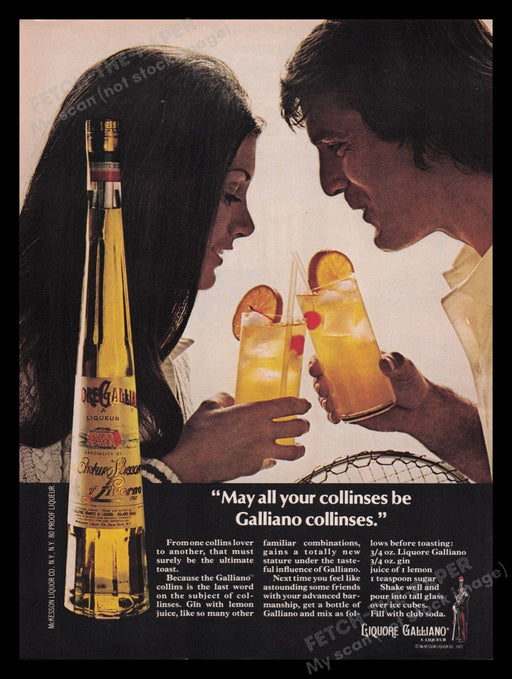 Galliano Liqueur 1970s Print Advertisement Ad 1972 Tom Collins Fetch the Paper!