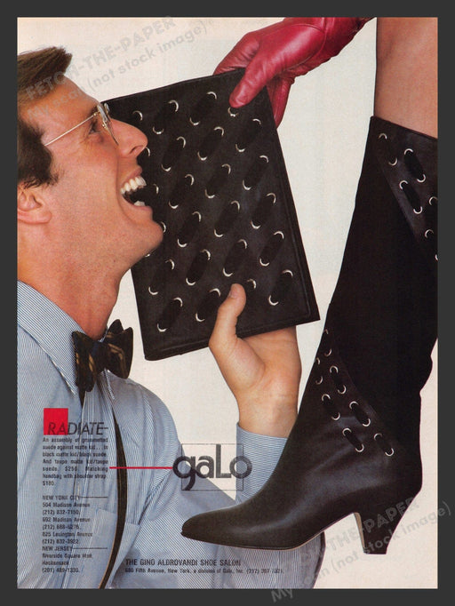 Galo Shoes & Handbags Leg Foot 1980s Print Advertisement 1983 Fetch the Paper!