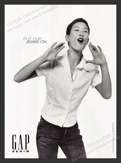 Gap Denim Jeans Androgynous Model 1990s Print Advertisement 1996 Fetch the Paper!