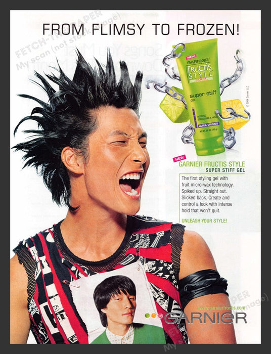 2004 Garnier Fructis Super Stiff Gel Hair Product Print Advertisement Ad