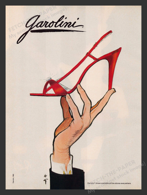 Garolini 1980s Print Advertisement Ad 1983 Shoes Heels Illustration Fetch the Paper!