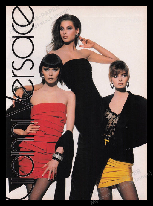 Gianni Versace Clothing 1980s Print Advertisement Ad 1987 Fashion Models Fetch the Paper!