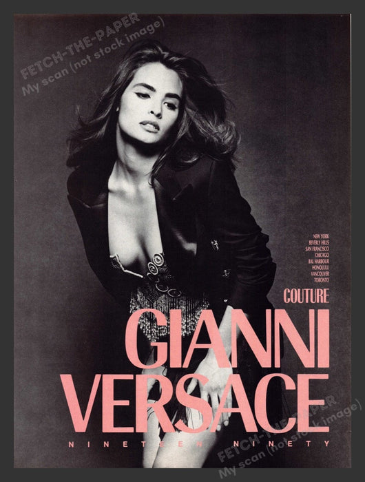 1990 Gianni Versace Couture Clothing Sexy Model Print Advertisement Ad