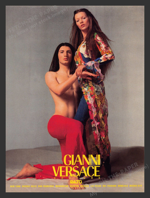 Gianni Versace Couture Kate Moss 1990s Print Advertisement Ad 1993 Fetch the Paper!