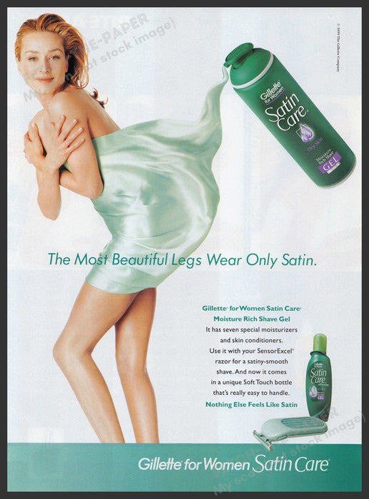 Gillette Satin Care 1990s Print Advertisement Ad 1999 Beautiful Legs Fetch the Paper!