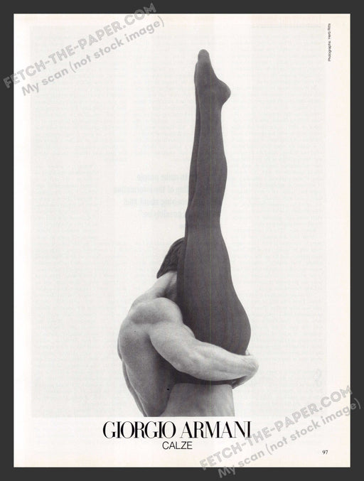 1990 Print Advertisement Giorgio Armani Calze Herb Ritts Photo Hosiery Ad.