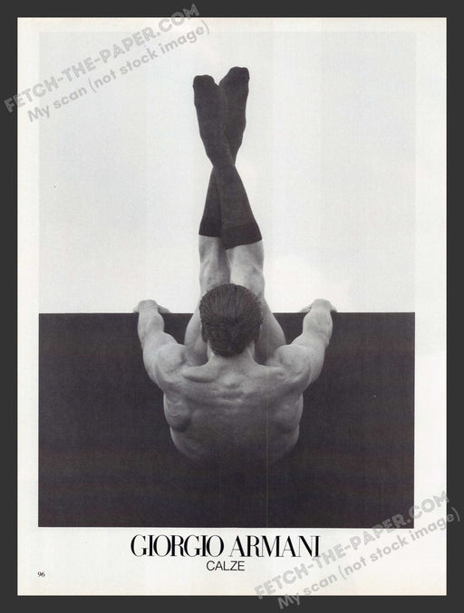 1990 Print Advertisement Giorgio Armani Calze Herb Ritts Photo Hosiery Men's.
