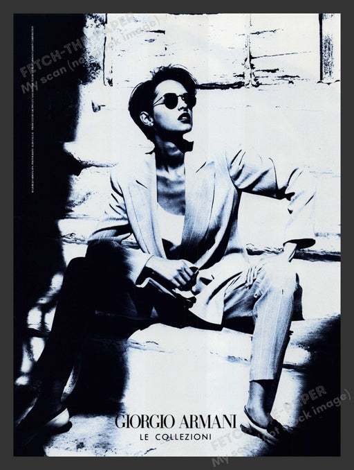 Giorgio Armani Model Suit Short Hair Steps 1990s Print Advertisement 1993 Fetch the Paper!