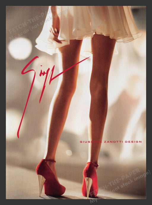 Giuseppe Zanotti 2000s Print Advertisement 2007 Long Legs Skirt Shoes Heels Fetch the Paper!