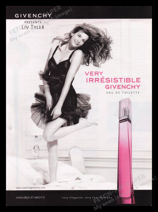 Givenchy 2000s Print Advertisement Ad 2008 Perfume Liv Tyler Legs Jumping on Bed Fetch the Paper!
