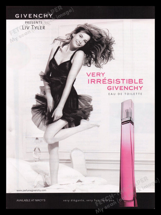Givenchy 2000s Print Advertisement Ad 2008 Perfume Liv Tyler Legs Jumping on Bed Fetch the Paper!