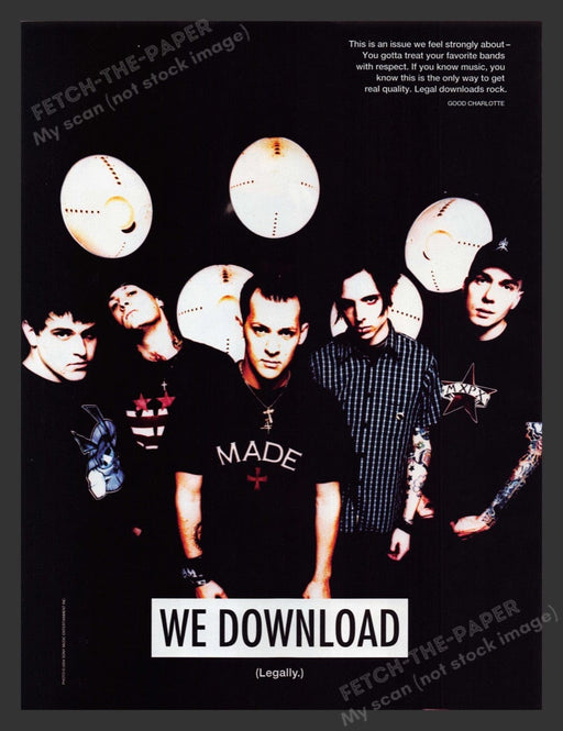 2004 Good Charlotte "We Download (Legally)" Print Advertisement Ad