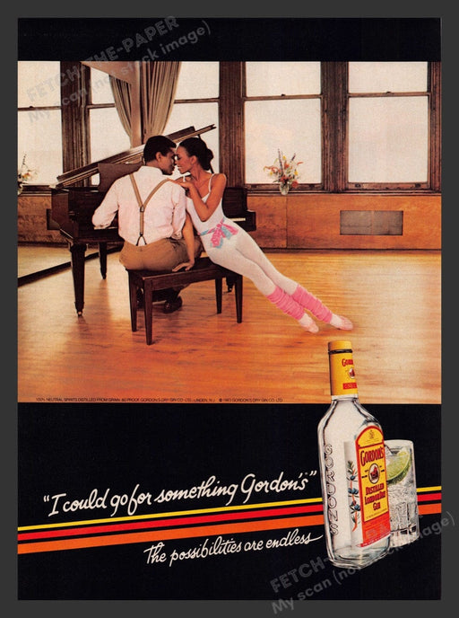 1983 Gordon's Distilled London Dry Gin Ballerina Print Advertisement Ad