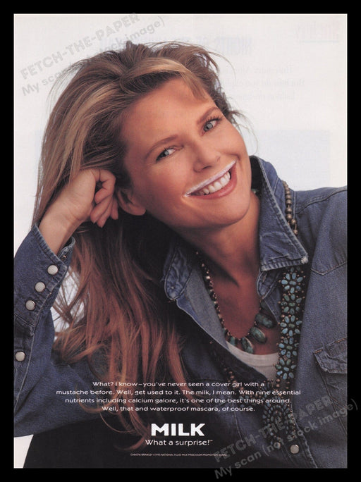 Got Milk? 1990s Print Advertisement Ad 1995 Christie Brinkley Super Model Fetch the Paper!