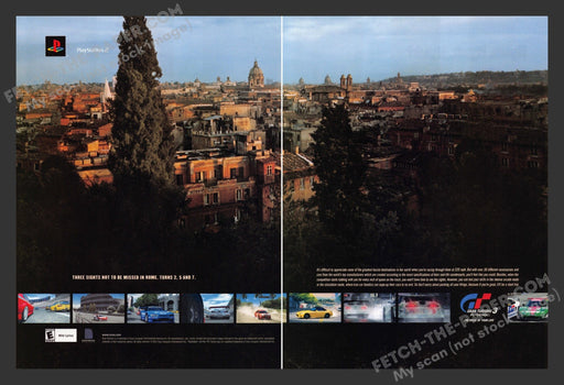 2001 Gran Turismo 3 City of Rome Video Game Print Advertisement (2 page).