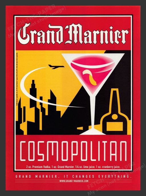 2000 Grand Marnier Cosmopolitan Recipe Cityscape Plane Print Advertisement Ad