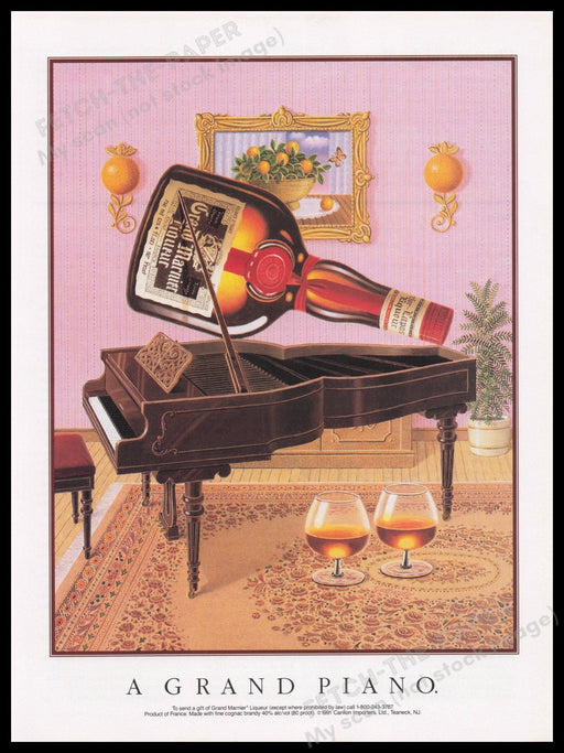 Grand Marnier Liqueur 1990s Print Advertisement Ad 1991 Grand Piano Fetch the Paper!