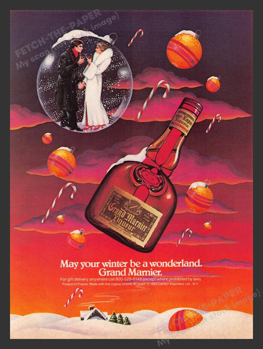 1984 Grand Marnier Liqueur Winter Wonderland Orange Print Advertisement Ad