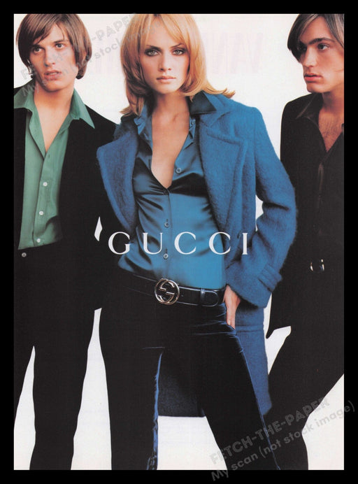 Gucci 1990s Print Advertisement 1995 Work Clothing Fashion Model Fetch the Paper!