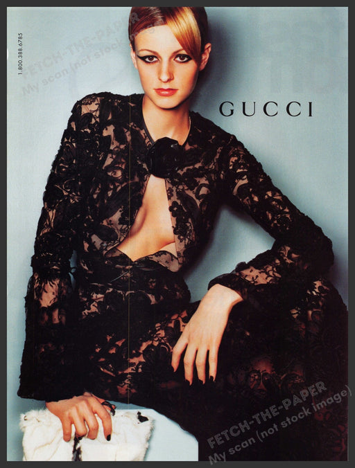 Gucci Dress 1990s Print Advertisement Ad 1999 Model Fetch the Paper!