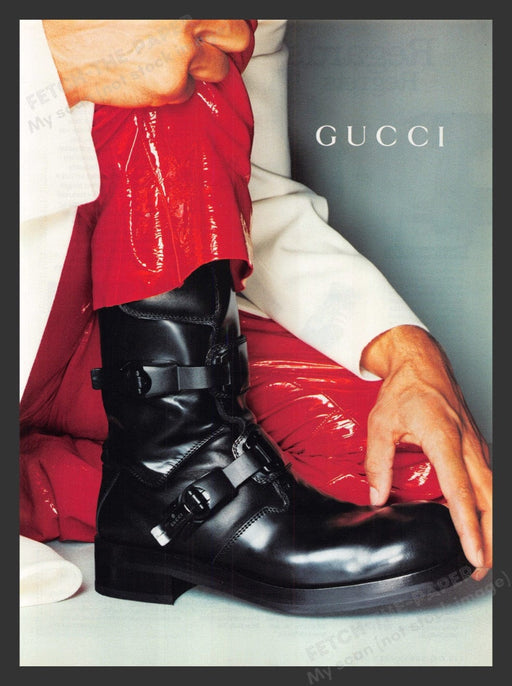 1999 Gucci Shoes Men's Black Boots Print Advertisement Ad