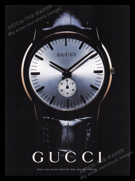 Gucci Watch 2000s Print Advertisement Ad 2001 Swiss Made Fetch the Paper!