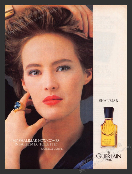 1988 Guerlain Paris Shalimar Fragrance Gabrielle Lazure Print Advertisement Ad