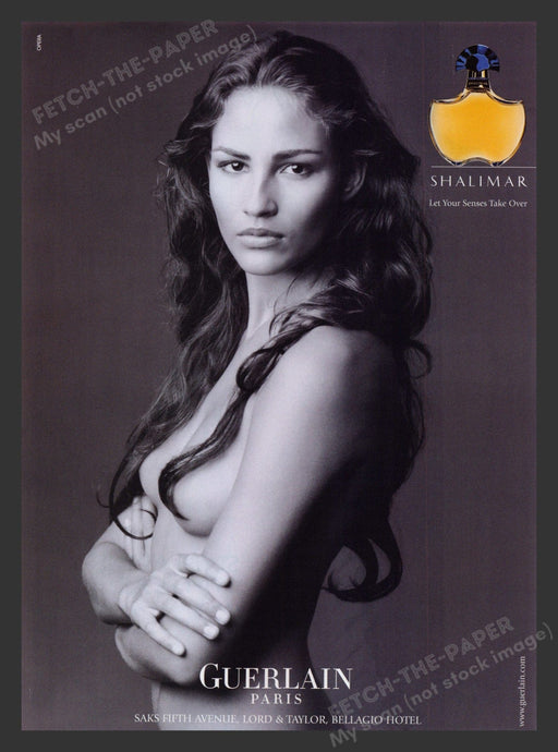Guerlain Paris Shalimar Topless Brunette 2000s Print Advertisement 2001 Fetch the Paper!
