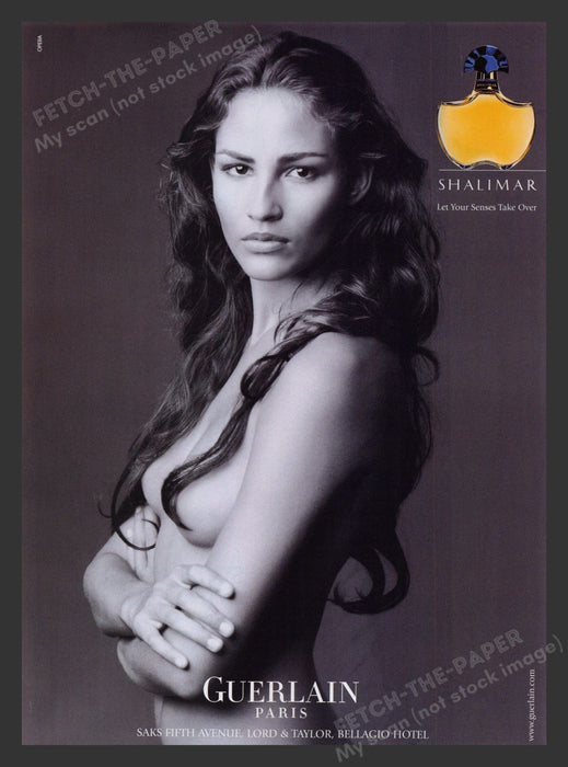 Guerlain Paris Shalimar Topless Brunette 2000s Print Advertisement 2001 Fetch the Paper!