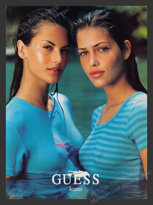Guess 2000s Print Advertisement 2000 Jeans Models Wet Water Fetch the Paper!