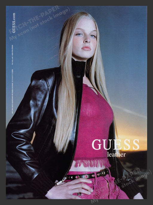 Guess 2000s Print Advertisement 2000 Leather Blonde Jacket Sunset Fetch the Paper!