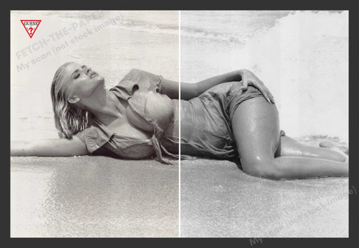 Guess Anna Nicole Smith Beach Sand 1990s Print Advertisement (2 pages) 1993 Fetch the Paper!