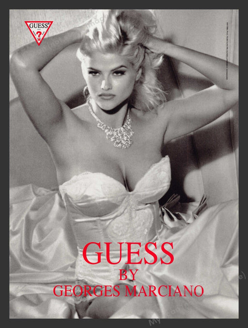 Guess Anna Nicole Smith Wedding Dress 1990s Print Advertisement 1993 Fetch the Paper!