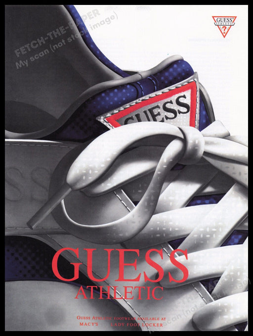 Guess Athletic 1990s Print Advertisement Ad 1992 Shoes Fetch the Paper!