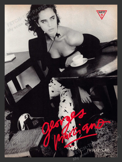 1988 Guess by Georges Marciano Sexy Girl at Restaurant Print Advertisement Ad