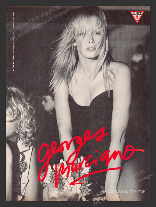 1987 Guess by Georges Marciano Sexy Model Black Dress Print Advertisement Ad