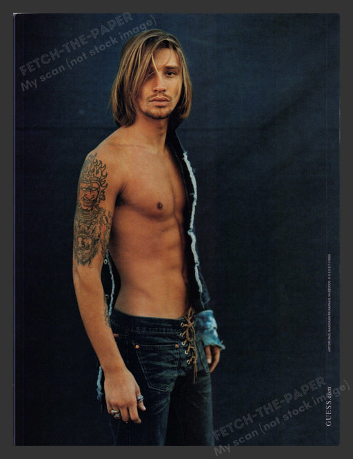 2002 Guess By Marciano Low-Rise Men's Jeans Shirtless Model Print Advertisement.
