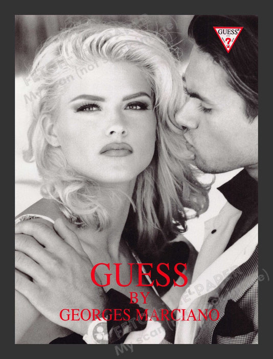 Guess Front/Back Page Anna Nicole Smith 1990s Print Advertisement 1993 Fetch the Paper!