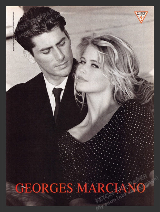 1990 Guess Georges Marciano Claudia Schiffer Sexy Print Advertisement Ad