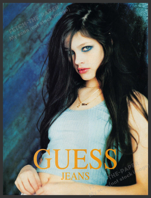Guess Jeans 1990s Print Advertisement Ad 1996 Teen Model Lonneke Engel Fetch the Paper!
