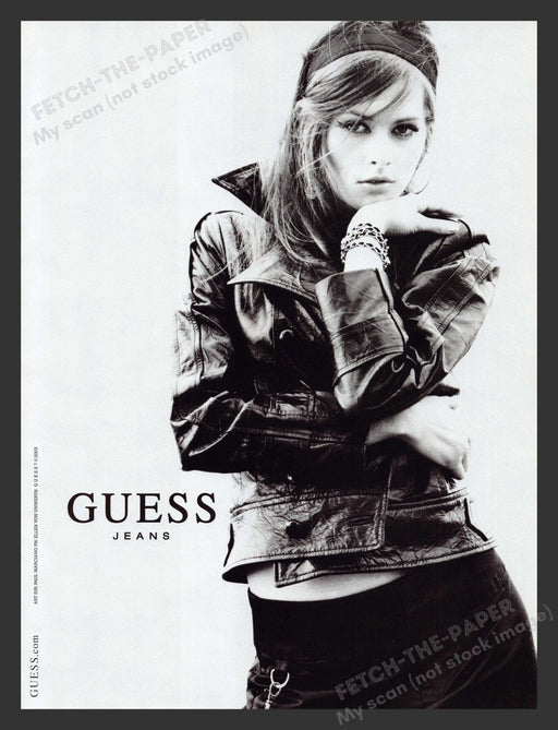 2003 Guess Jeans Black & White Sexy Brunette Print Advertisement Ad