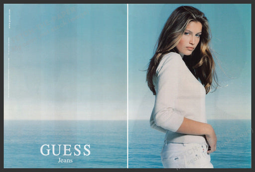 Guess Jeans Laetitia Casta 1990s Print Advertisement (2 pages) 1999 Beach Fetch the Paper!