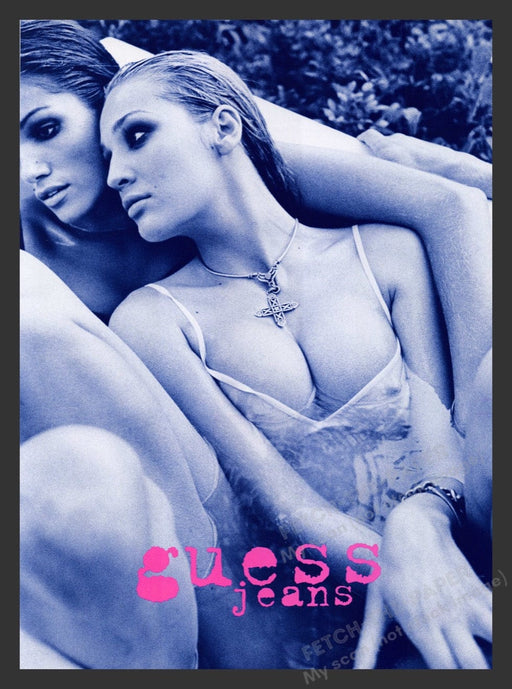 1996 Guess Jeans Soaking Wet Models Sexy Print Advertisement Ad