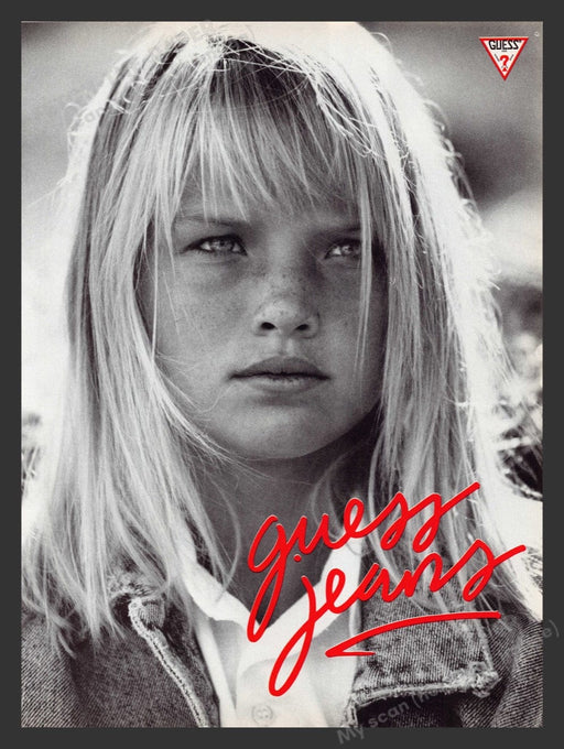 1990 Guess Kids Clothing Little Blonde Girl w/ Freckles Print Advertisement Ad