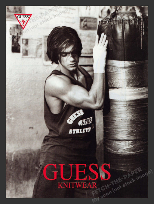 Guess Knitwear Boy Boxing Bag Gym 1990s Print Advertisement Ad 1993 Fetch the Paper!